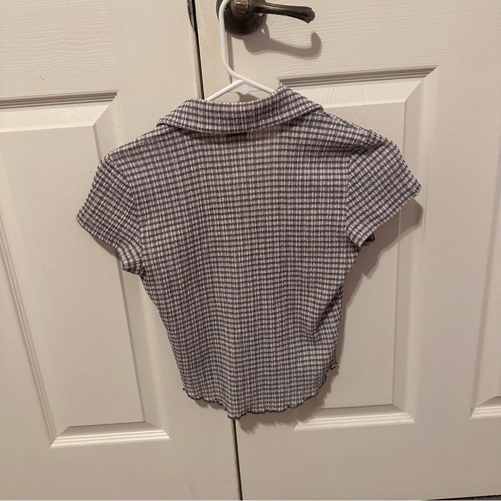 Aritzia Lilac Gingham Button Up - image 3